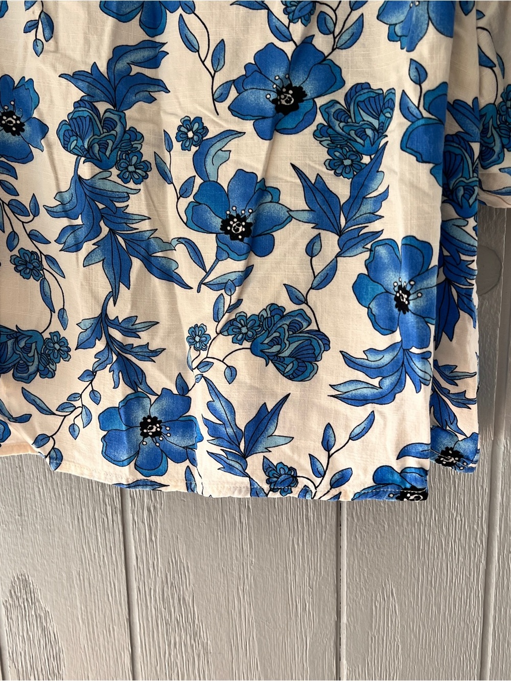THML Women Blue White Balloon Short Sleeve Blouse L - Picture 4 of 6